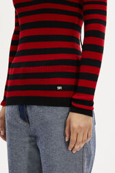 Striped Long-Sleeved Crew Neck Sweater Black/red details view 2