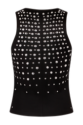 Tank top in jersey with studs Black back view