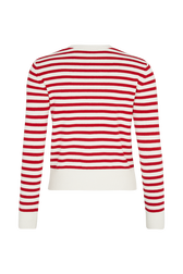Striped round neck sweater 1968 Red/ecru back view