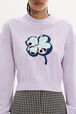 Intarsia Clover Print Cashmere Knit Crew-Neck Sweater Lilac details view 2