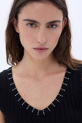 Ribbed tank top Black details view 1