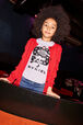 Printed Cotton Girl Long-Sleeved T-shirt Grey front worn view