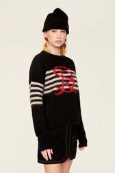 Pull mohair brossé SR femme Noir vue de détail 3