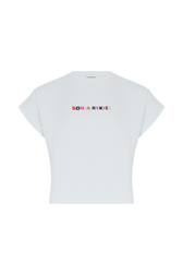 T-shirt coton multicolore signature femme Baby blue vue de face