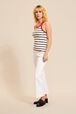 Women Striped Contrast Neckline Tank Top Ecru details view 1