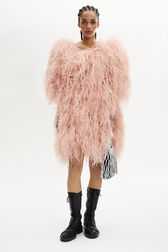 Robe plumes d'autruche femme Rose vue portée de face