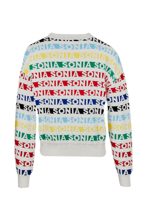 Pull rayé multicolore femme Multico blanc vue de dos