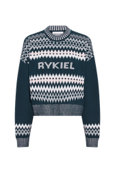 Fair Isle sweater in wool and lurex Pink front view
