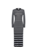Striped long dress in wool and lurex Black/silver front view