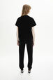 Women Velvet T-shirt Black back worn view