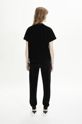 T-shirt velours femme Noir vue portée de dos