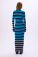 Cardigan long rayé Rayures bleu/silver vue portée de dos