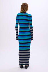 Cardigan long rayé Rayures bleu/silver vue portée de dos