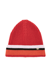 Women Striped Beanie Red front view