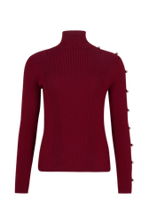 Pull col roulé à manches longues Bordeaux vue de face