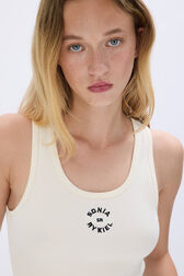 Cotton tank top Cream details view 1