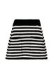 Women Big Poor Boy Striped A-line Skirt Black/white front view