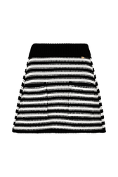 Women Big Poor Boy Striped A-line Skirt Black/white front view