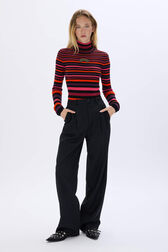 Striped wool turtleneck sweater Striped multico front worn view