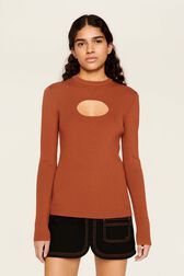 Top goutte uni femme Camel vue portée de face
