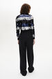 Women's Tricolour Striped Sequin Jumper Black back worn view