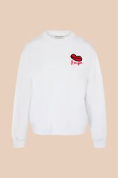 Sweat motif bouche femme Blanc vue de face