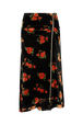 Jacquard Velvet Asymmetric Midi Skirt Orange front view