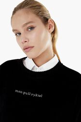 Women Velvet Sweatshirt Black details view 3