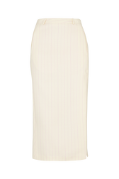 Jupe tailleur à rayures Pinstripes Ecru/rose vue de dos