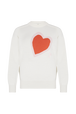 Heart charm crew-neck sweater Ecru front view