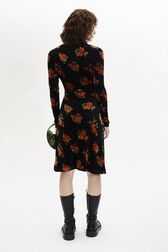 Robe courte asymétrique en jacquard de velours Orange vue portée de dos
