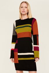 Robe courte laine alpaga colorblock femme Multico crea vue de détail 1