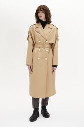Trench ceinturé en gabardine Beige vue de détail 1
