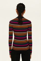 Pull chaussette à rayure multicolores femme Multi raye icon fuchsia vue portée de dos