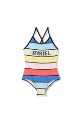 Multicolor striped one-piece swimsuit Multico front view