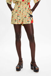 Women Cherry Print Twill Shorts Baby yellow details view 1