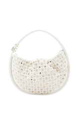 Sac Domino medium en cuir et studs Blanc vue de face