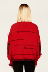 Pull laine intarsia charms femme Rouge vue portée de dos