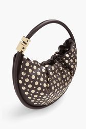 Sac Domino medium en cuir et studs Chocolat vue de détail 2