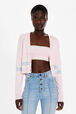 Women Colourful Stripes Wide Viscose Cardigan Baby pink details view 1