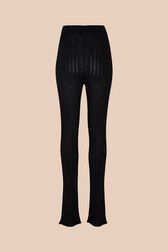 Women Ribbed Knit Flare Pants Black back view