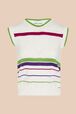 Women Multicolor Striped Openwork Tank Top Ecru front view