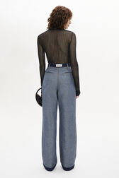 Long-Sleeved Crew-Neck Top Black back worn view