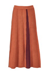 Jupe godet longue laine bicolore femme Roux vue de face