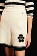 Women Cotton Knit Shorts Ecru details view 1