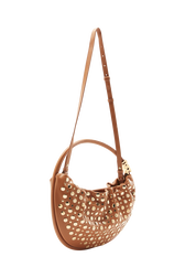 Sac Domino medium en cuir et studs Marron vue de dos