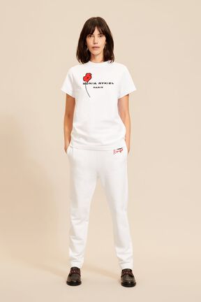 T-shirt motif fleur logo Sonia Rykiel femme Blanc vue portée de face