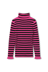 Sonia Rykiel Logo Striped Knitted Turtleneck Sweater Fuchsia back view