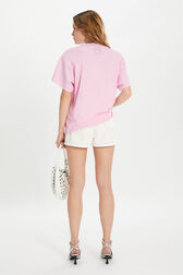 Denim mini shorts Ecru back worn view