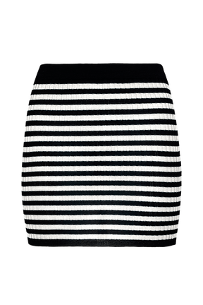 Mini jupe chaussette rayée femme Raye noir/blanc vue de face